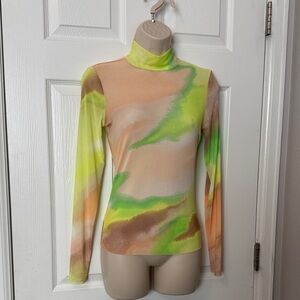 AFRM sheer top size S. Vivid neon peachy colors super cute!